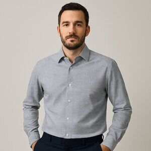 Claiborne Slim Fit Stretch Shirt Button Up  Long Sleeve Blue White Stripe Large